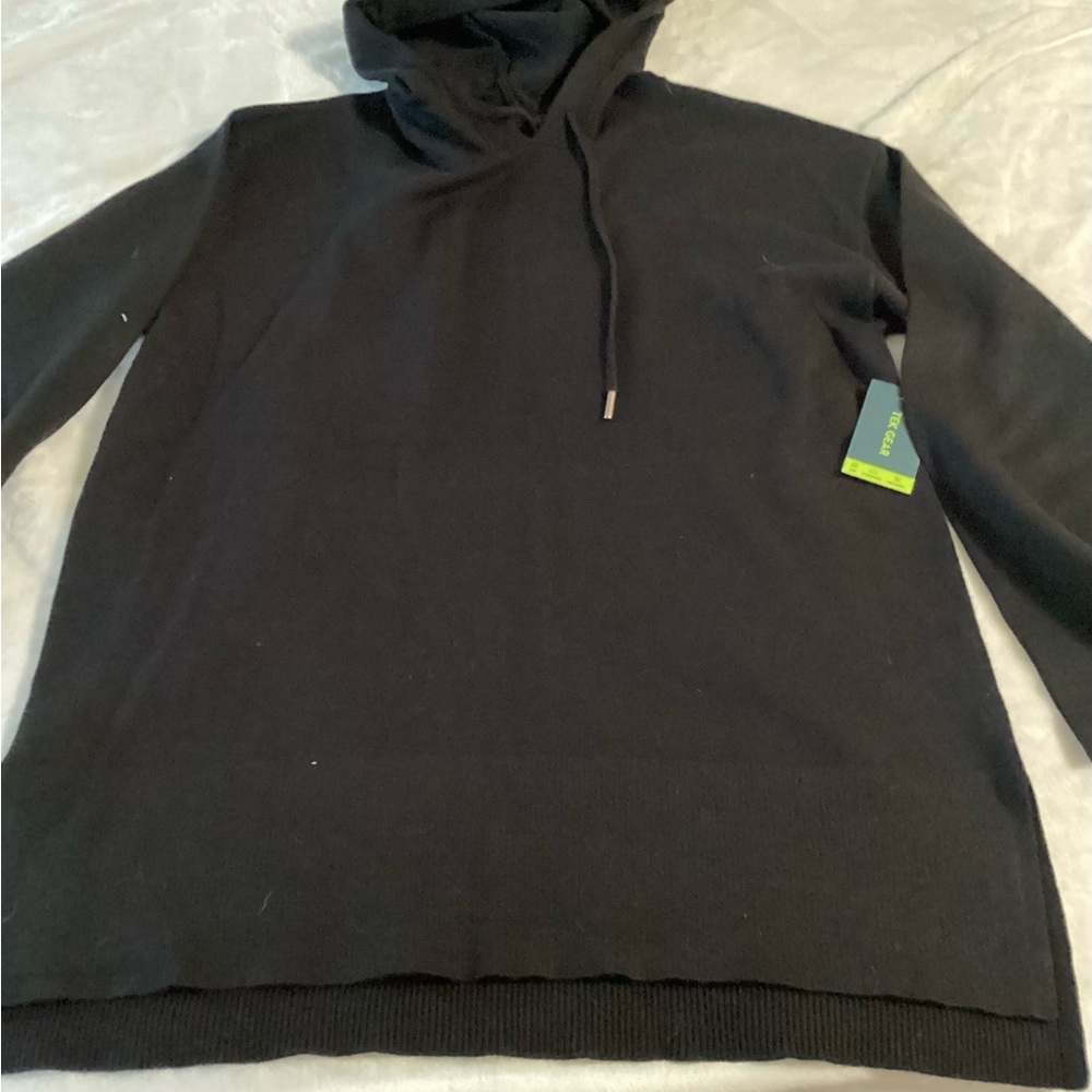 Tek Gear Black Knit hooded tunic length sweater